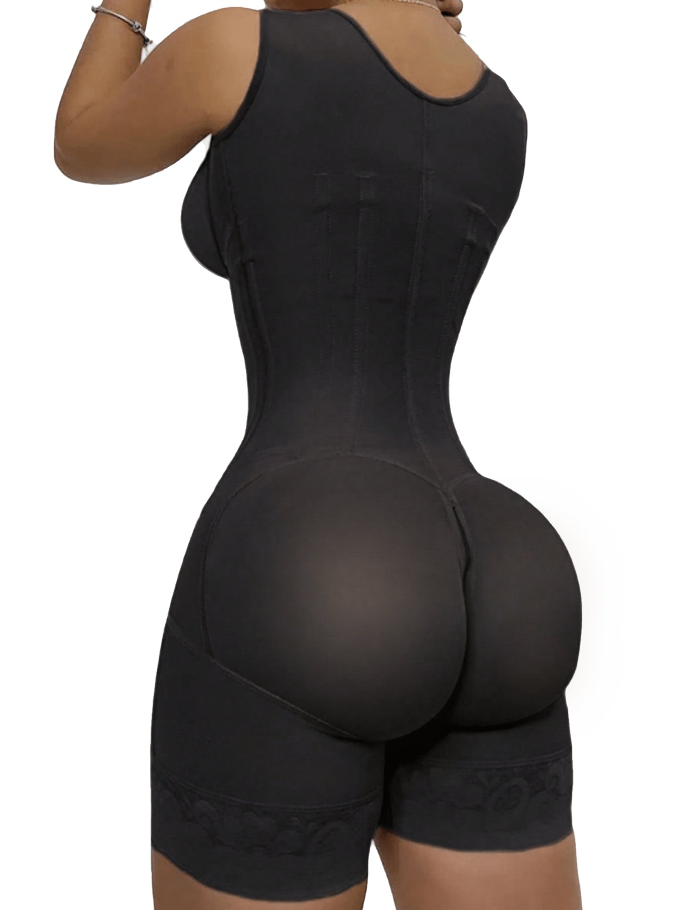 High Compression Shapewear with Front Zipper and Mid Thigh