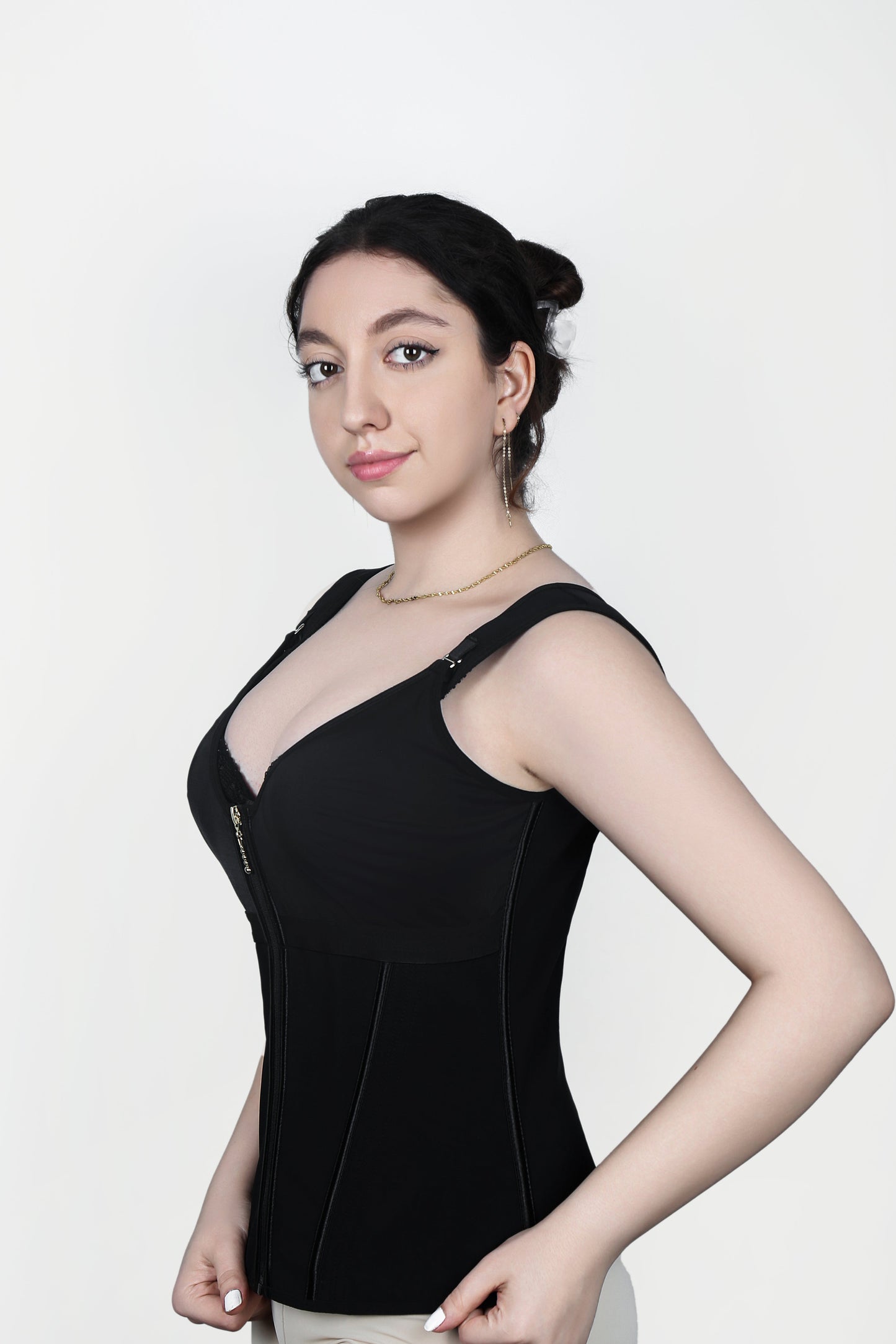 SHAPMAMA™ Women's Boned Latex Zipper Corset Tummy Control Body Shaper Vest With Bra