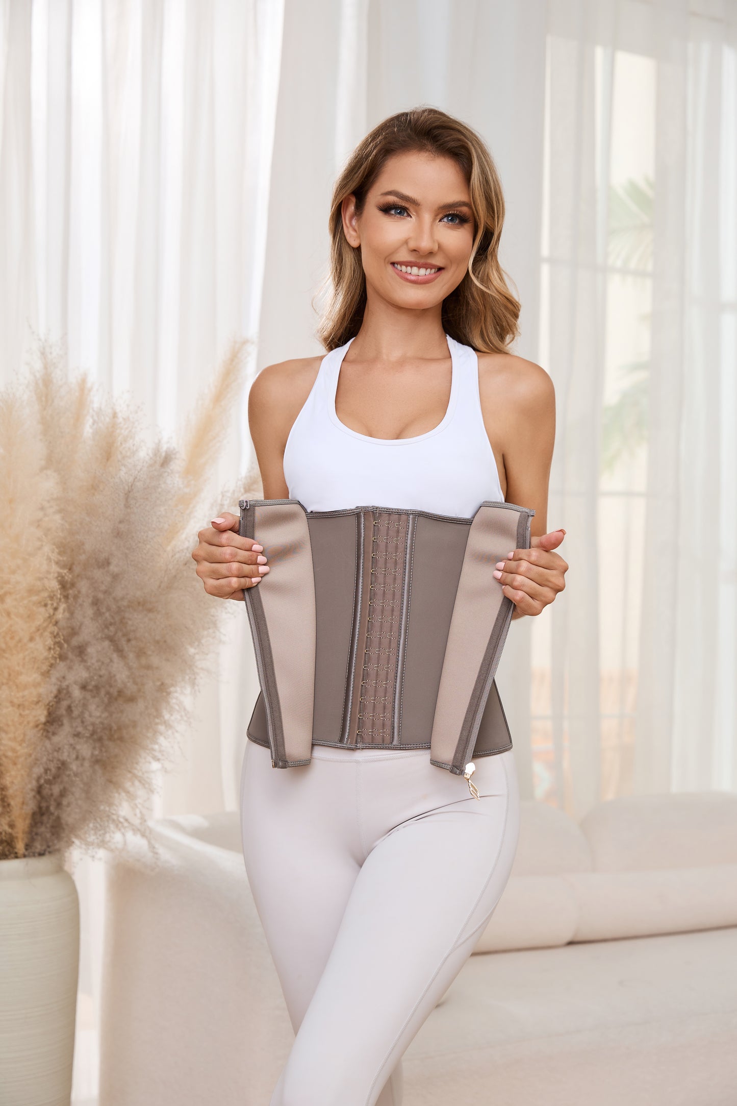 Women's Curved Bone Waist Trainer High Compression Tummy Control Belly Belt