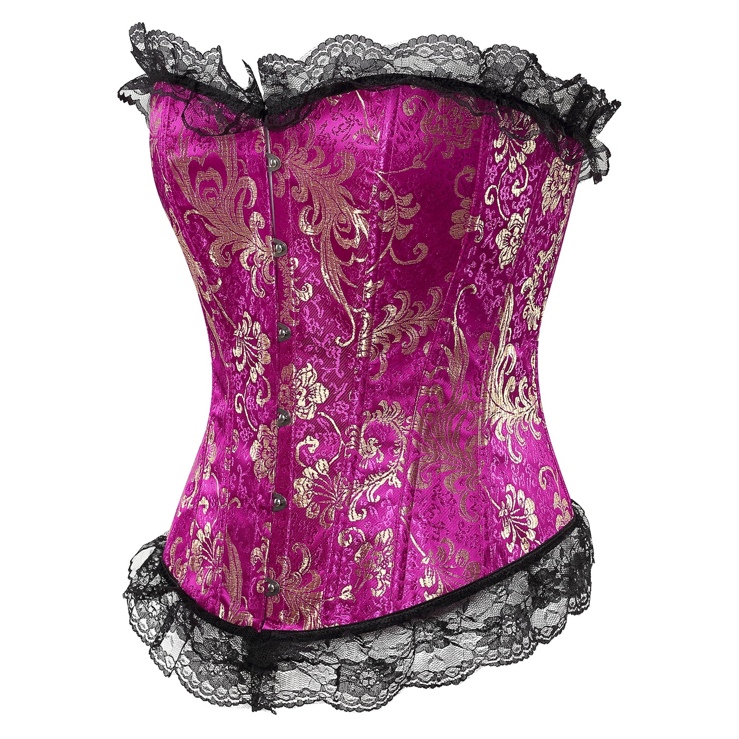 Lace Trim Elegant Royal Red Festive Bodysuit With High Waist And Bust Support, Corset Style