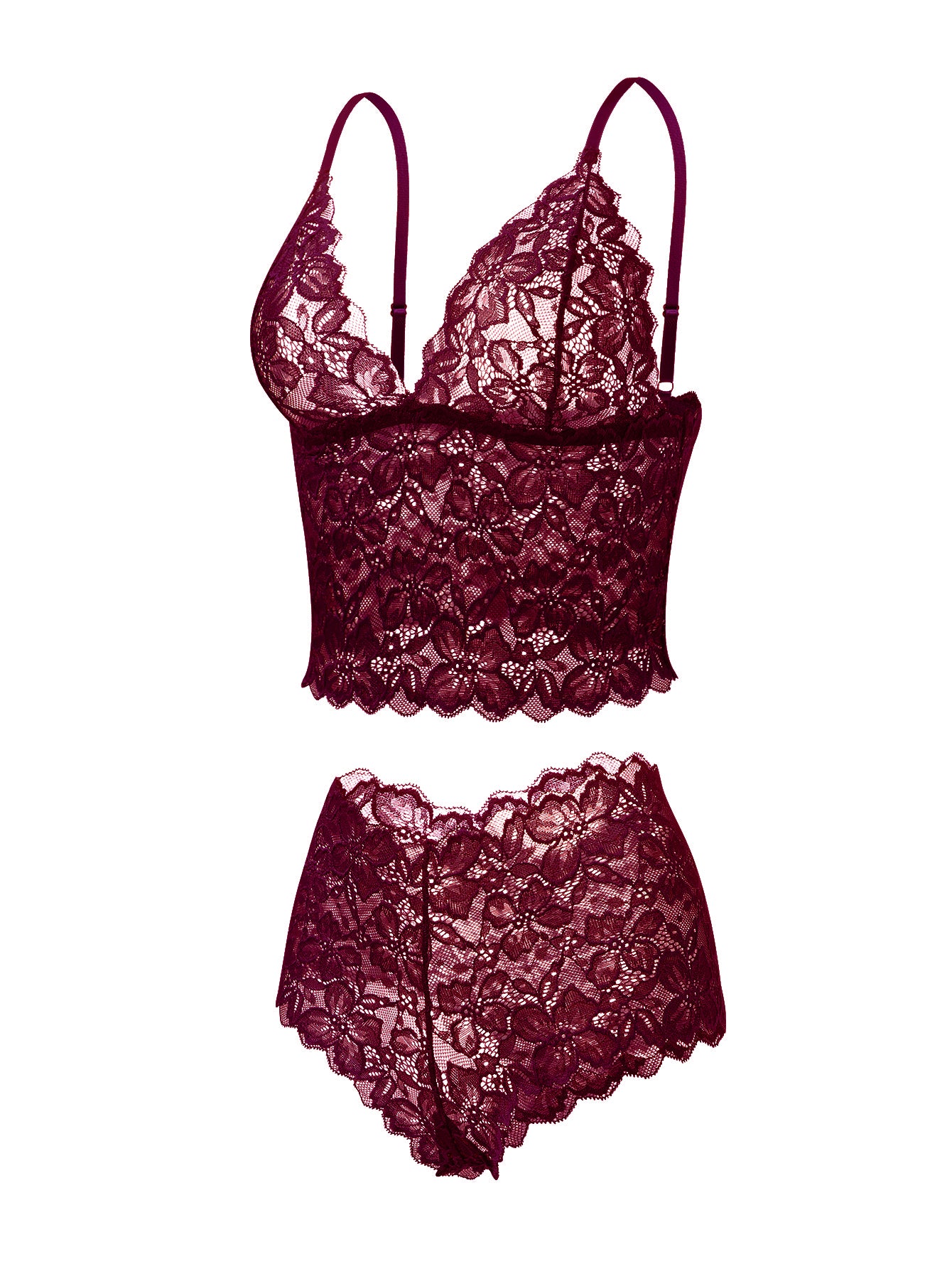 Sexy Sheer Floral Lace Pajamas Lingerie Set