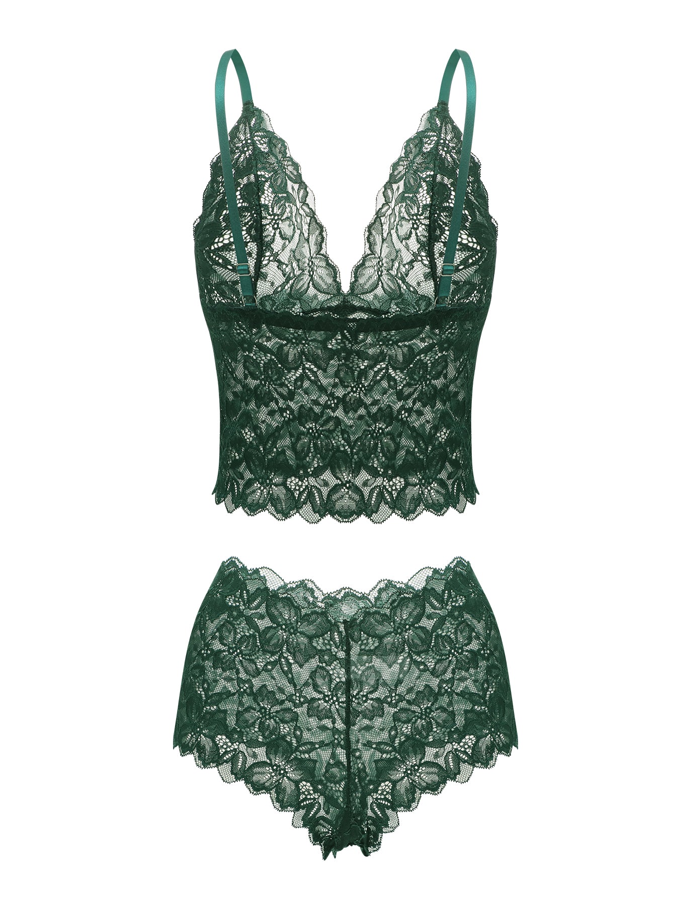 Sexy Sheer Floral Lace Pajamas Lingerie Set