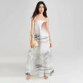 Elegant Cotton and Linen Strapless Maxi Dress, Show Classical Charm - podsforgirl
