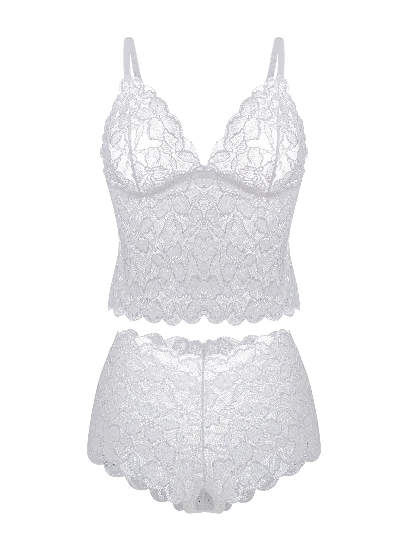 Sexy Sheer Floral Lace Pajamas Lingerie Set