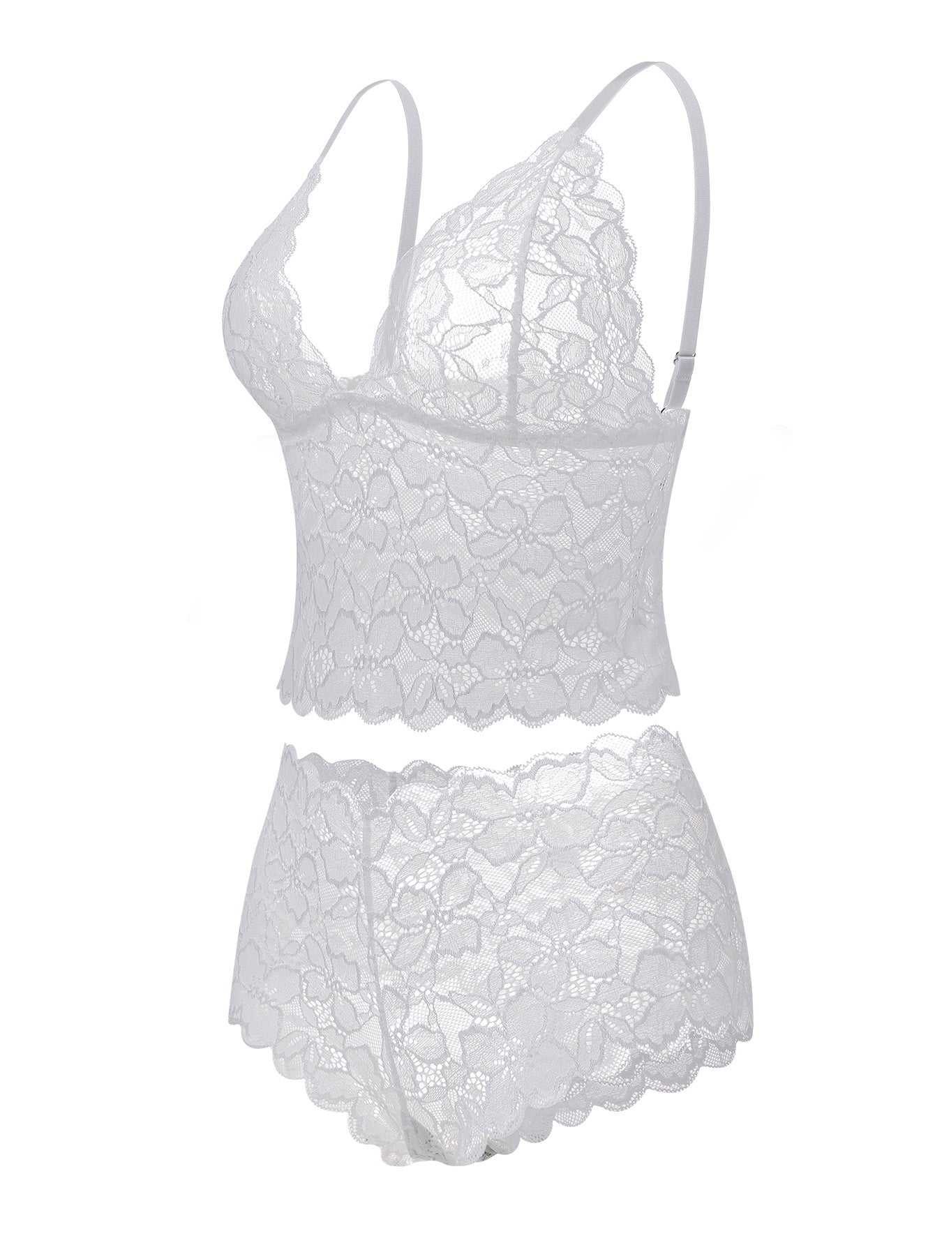 Sexy Sheer Floral Lace Pajamas Lingerie Set