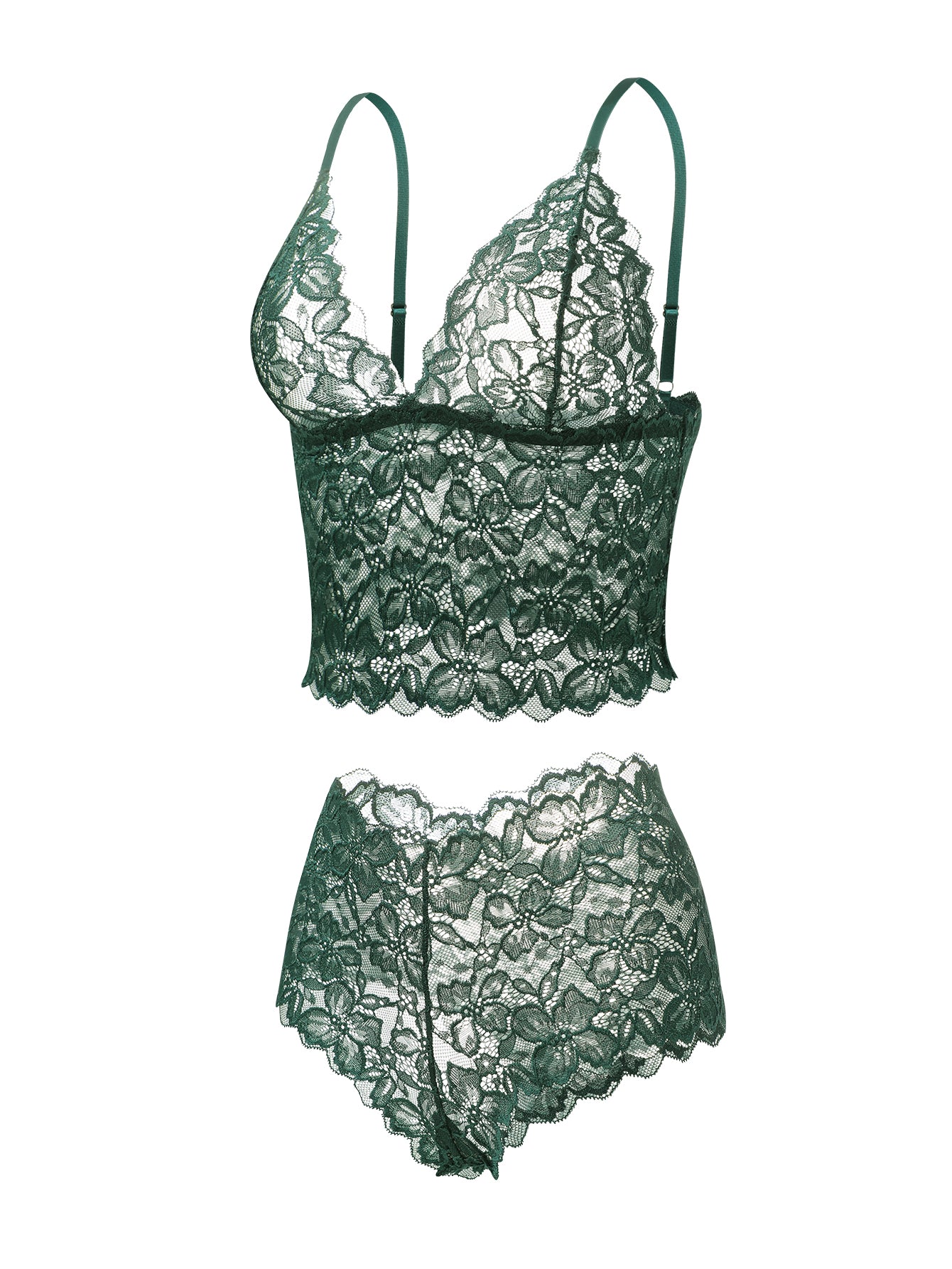 Sexy Sheer Floral Lace Pajamas Lingerie Set