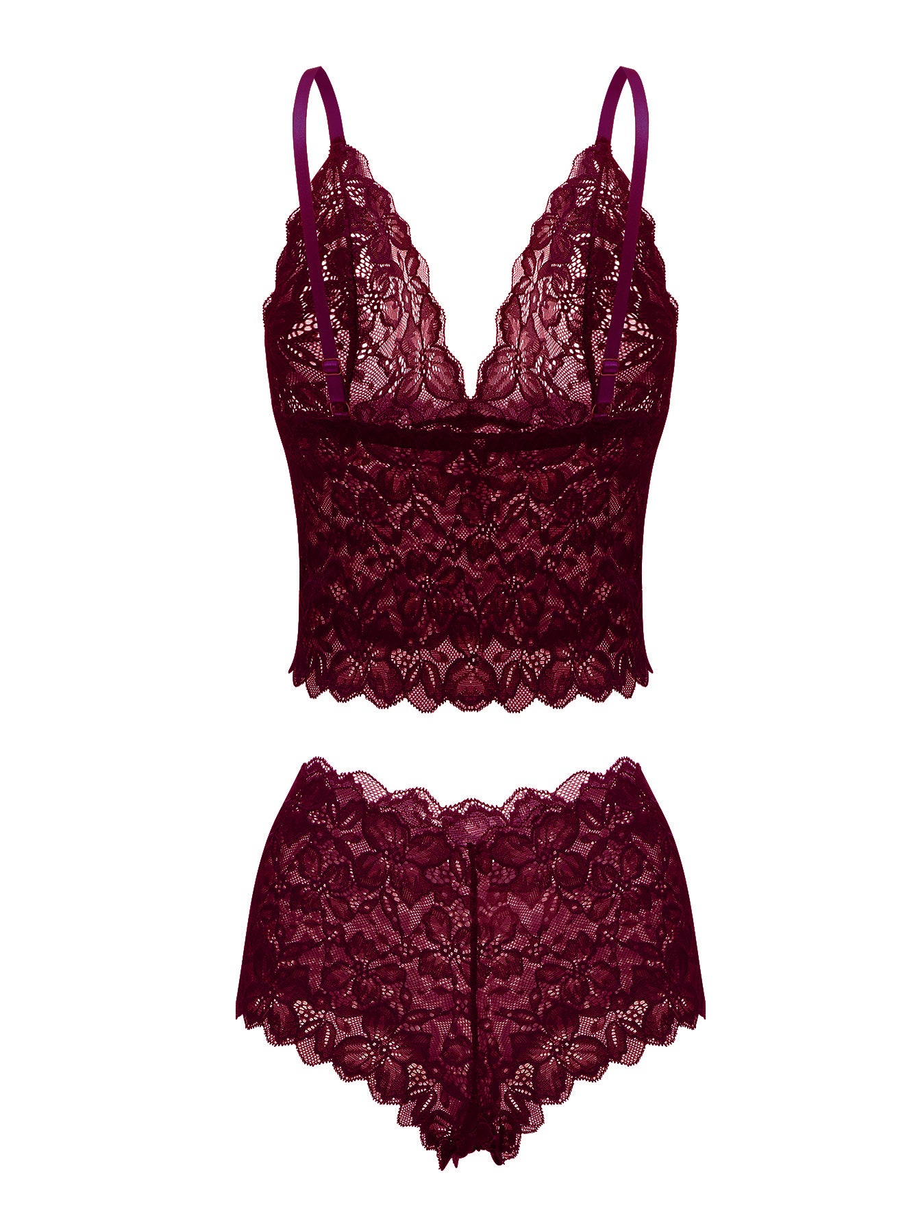 Sexy Sheer Floral Lace Pajamas Lingerie Set