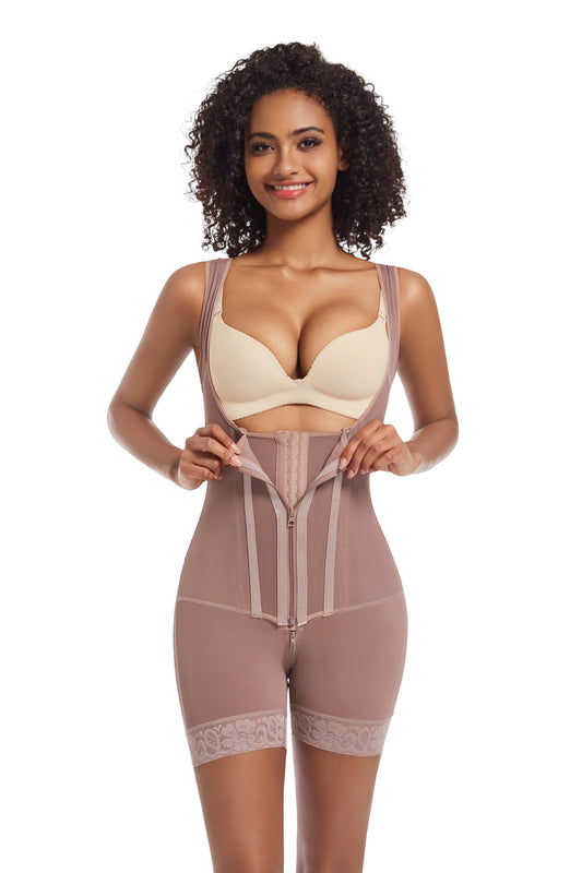 SHAPMAMA™ High Compression Shapewear with Front Zipper and Mid Thigh