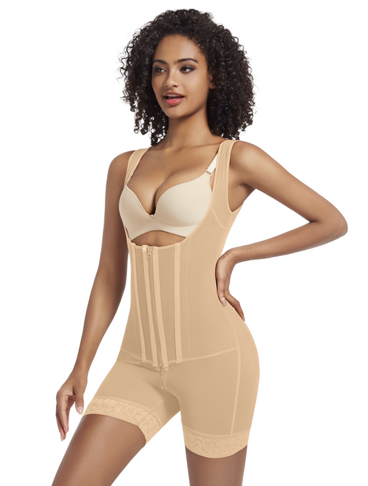 SHAPMAMA™ High Compression Shapewear with Front Zipper and Mid Thigh
