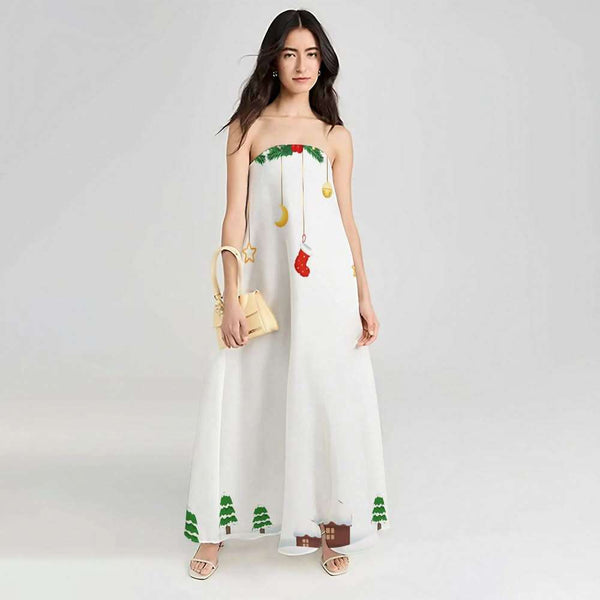 Personality Cotton and Linen Strapless Maxi Dress, Show the Unique Self - podsforgirl 