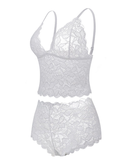 Sexy Sheer Floral Lace Pajamas Lingerie Set